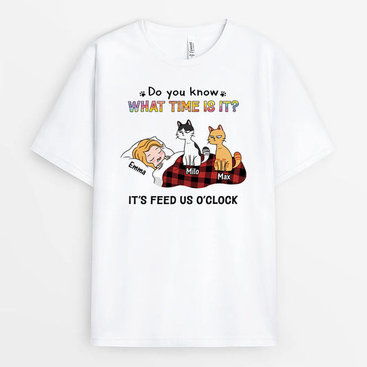 3009AUK1 do you know whats time is it funny cat t shirt  personalised present ideas for her