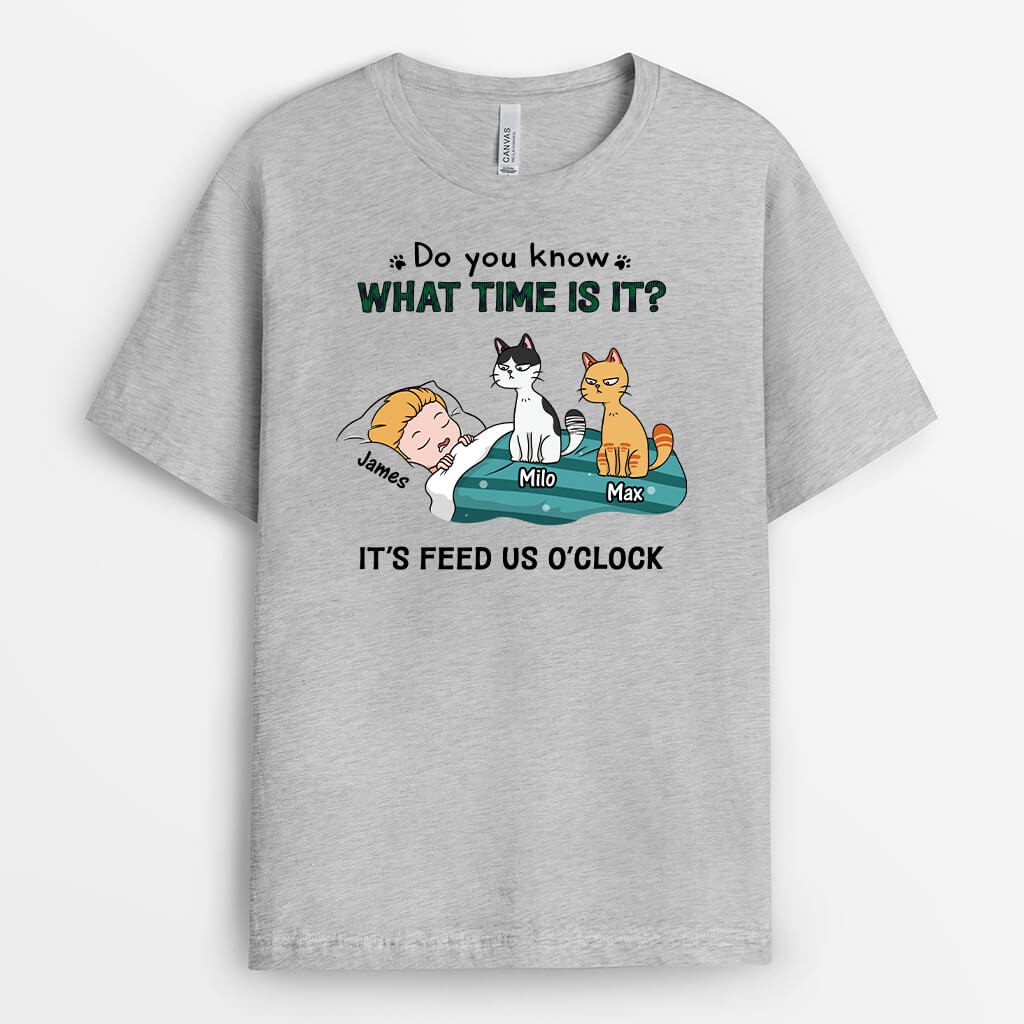 3009AUK2 do you know whats time is it funny cat t shirt  personalised present ideas for her