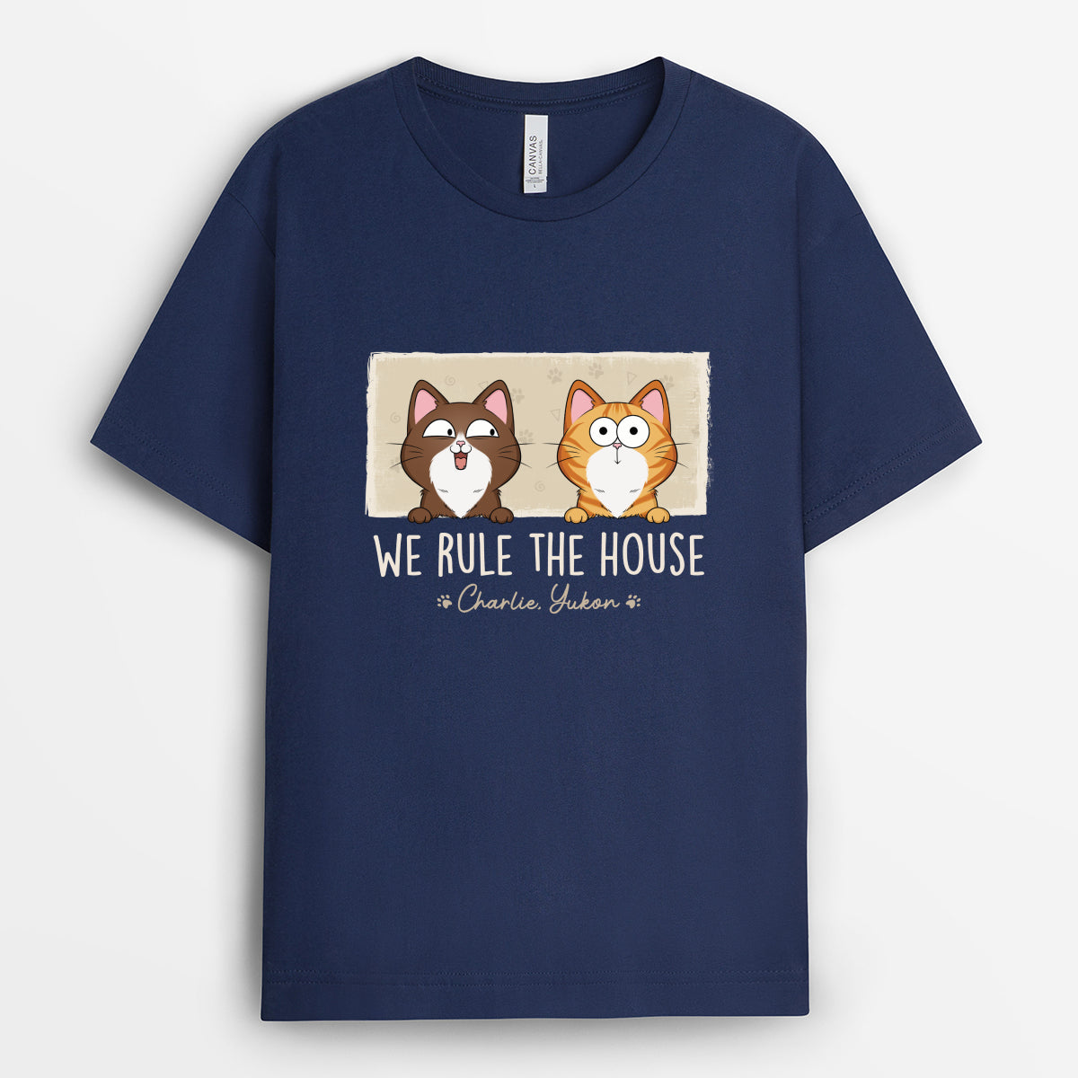3013AUS2 we rule the house funny cat t shirt  custom present ideas