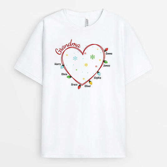 3017AUK1 grandma floral heart christmas  customised t shirt for grandma