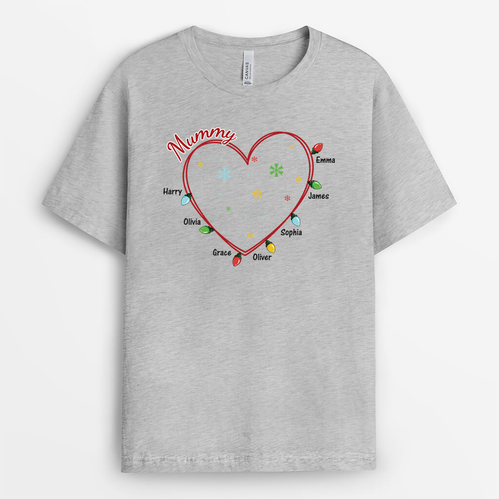 3017AUK2 grandma floral heart christmas  customised t shirt for grandma