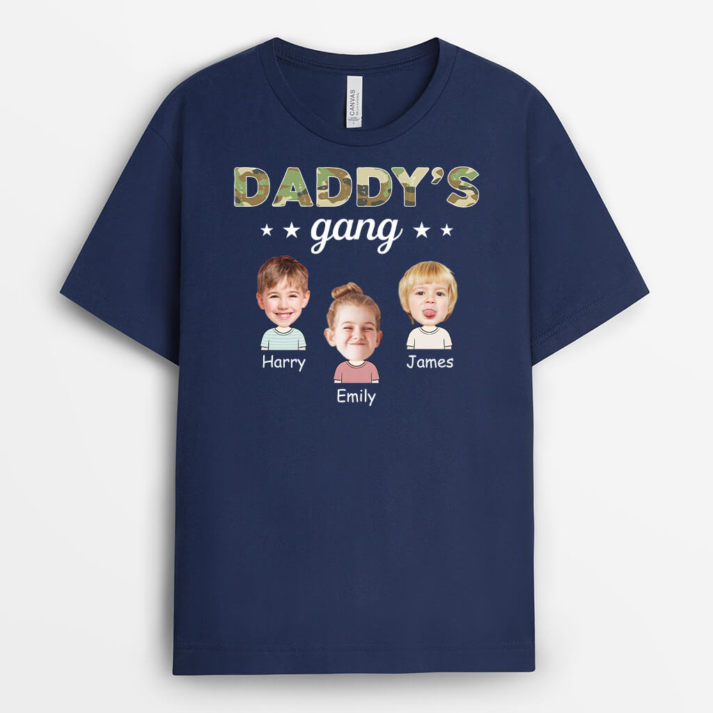 3018AUK2 3 children grandads gang t shirt  personalised gifts for grandad