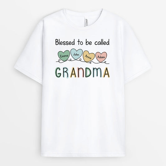 3029AUK1 blessed to be called grandma t shirt  personalised presents for grandma