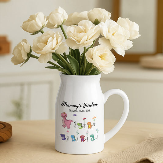 3031OUS2 dinosaur grandmas garden flower vase personalized for grandmamom 3031o8p5a