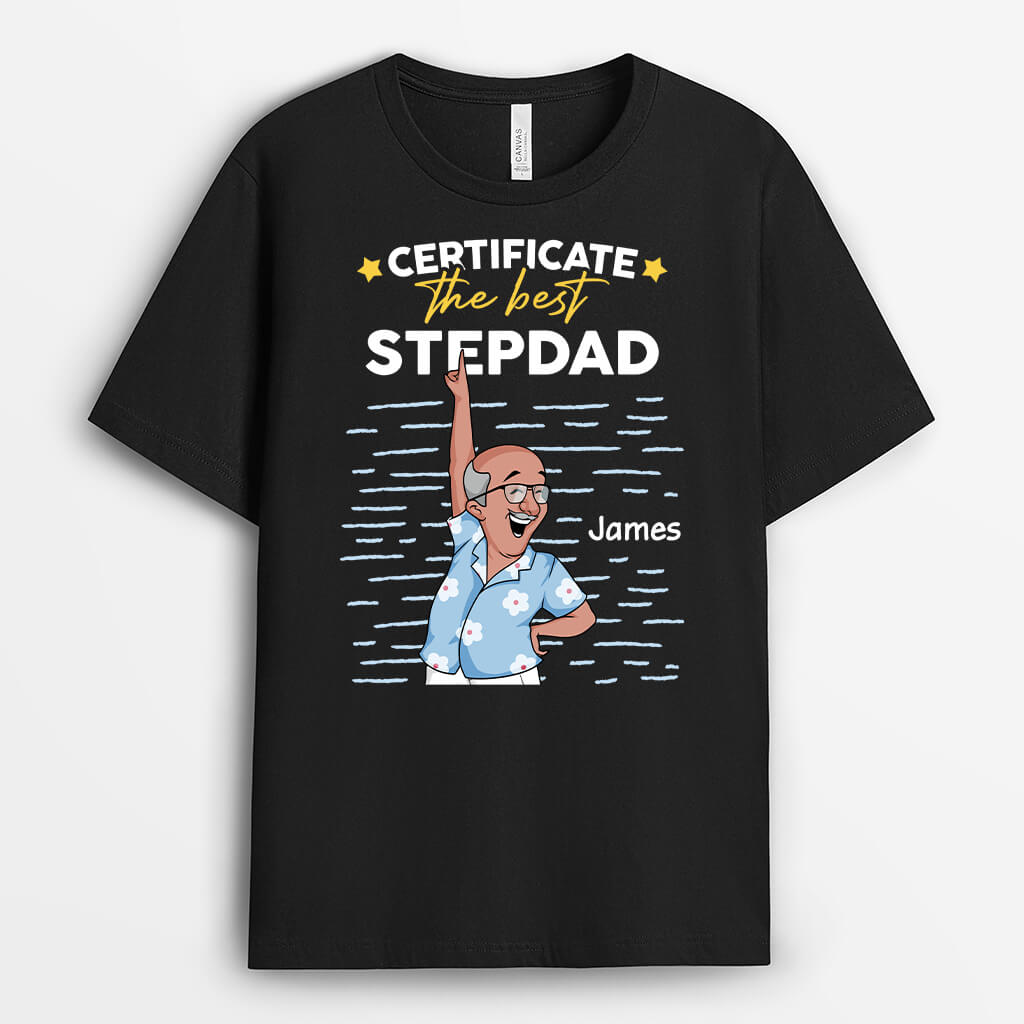 3035AUK1 certificated best step dad t shirt  personalised presents for dad