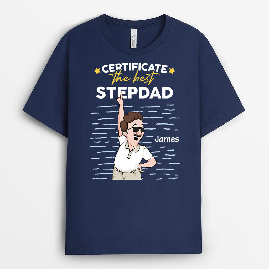 3035AUK2 certificated best step dad t shirt  personalised presents for dad