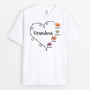 3043AUK1 grandma heart retro flowers  personalised t shirt for grandma