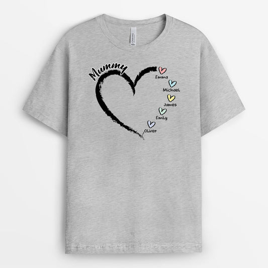 3044AUK2 grandma heart names t shirt  personalised presents for grandma