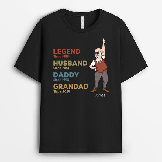 3046AUK1 legend husband daddy grandad t shirt  personalised gifts for grandad