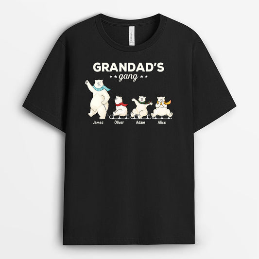 3048AUK1 white bears grandads gang t shirt  personalised gifts for grandad