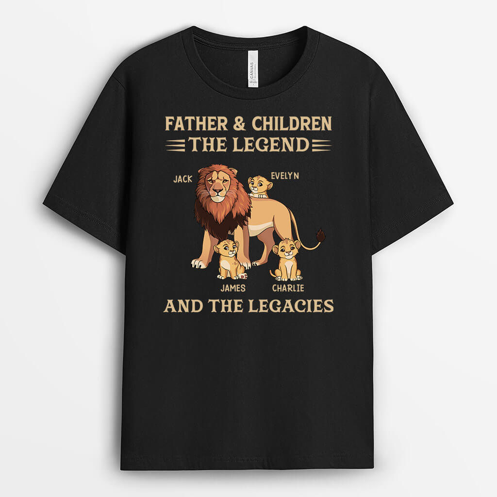 3057AUK2  grandad grandchild the legend and the legacy lion  personalised t shirt for grandad