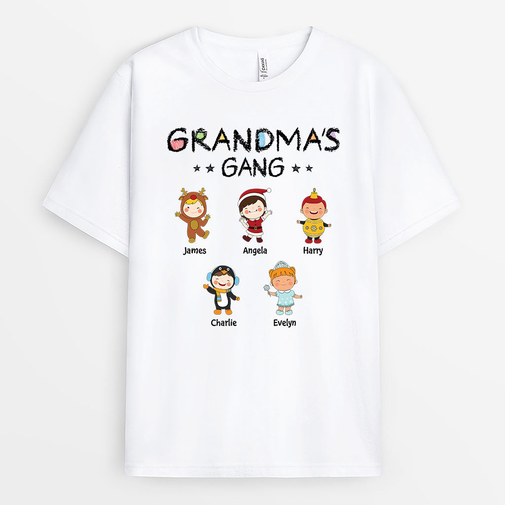 3059AUK1 grandads gang christmas  personalised t shirt for grandma