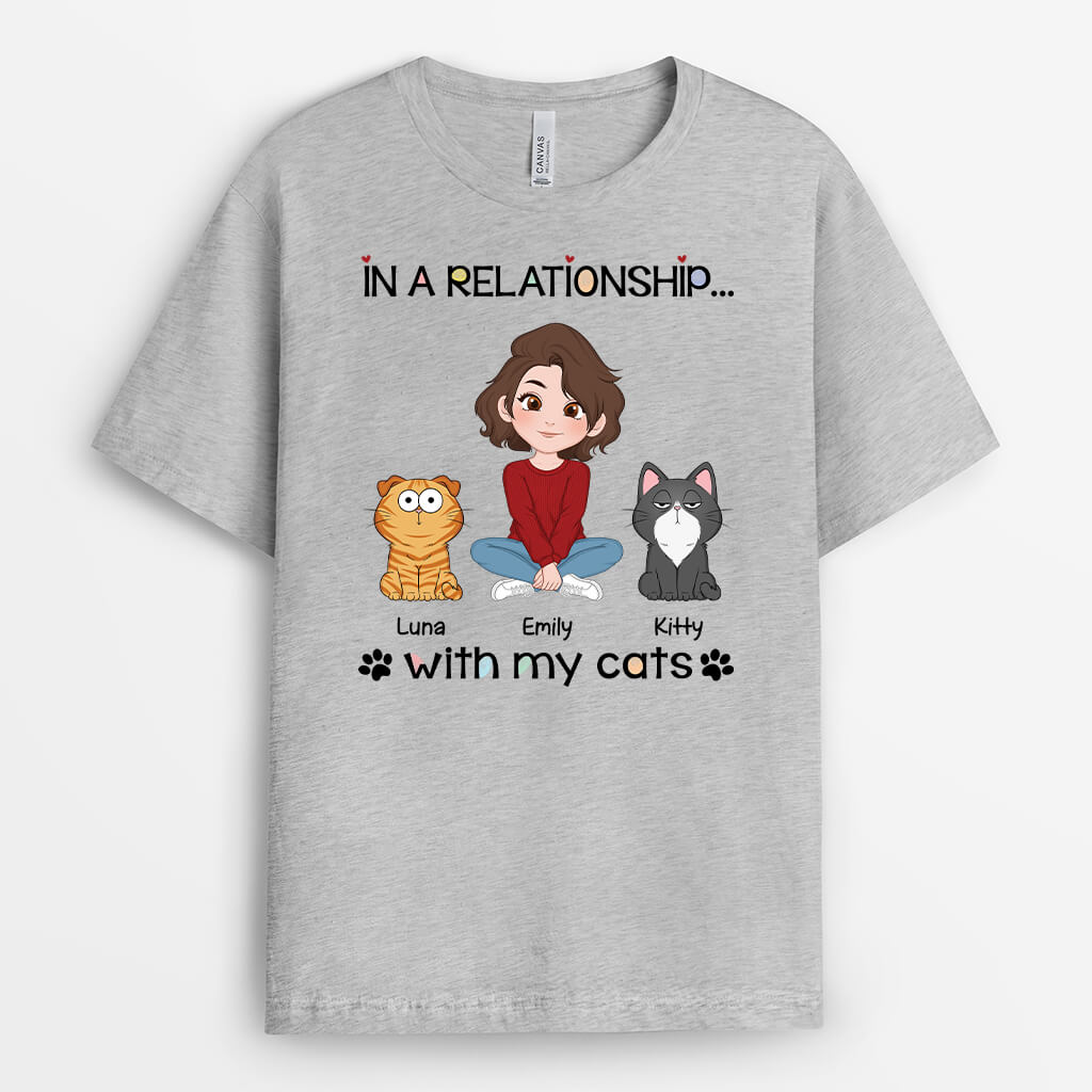 3062AUK2 in a relationship with my cats  customised t shirt for cat lovers