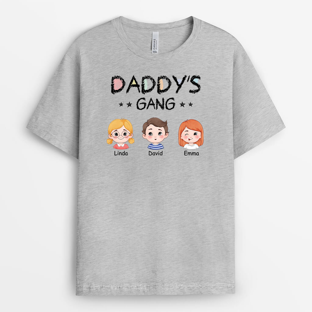 3069AUK2 grandads gang 3 children t shirt  personalised gifts for grandad