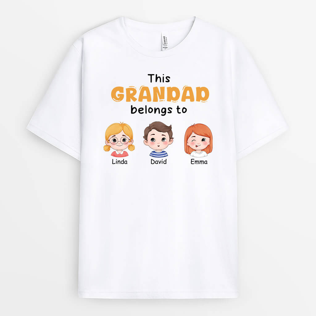 3071AUK1 this grandad belongs to blue text t shirt  personalised gifts for grandad