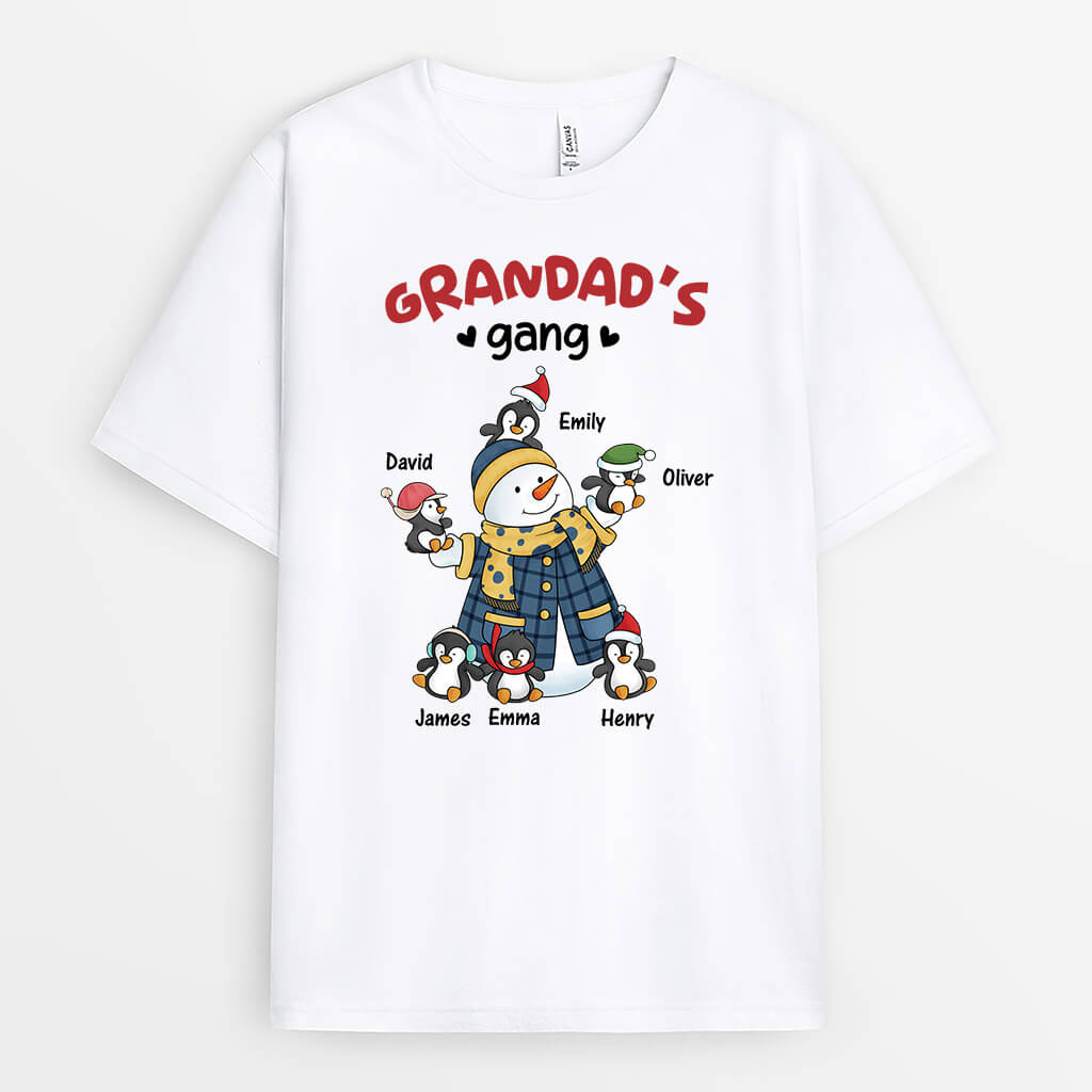 3082AUK1 grandads gang with grandkids  personalised t shirt for grandad