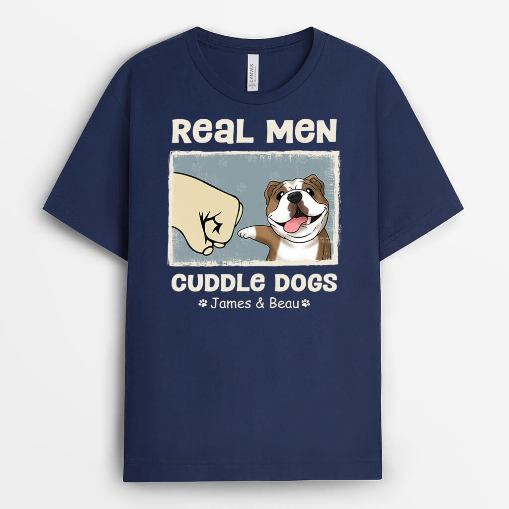 3092AUK2 real man cuddle dogs funny t shirt  personalised presents for dog owners