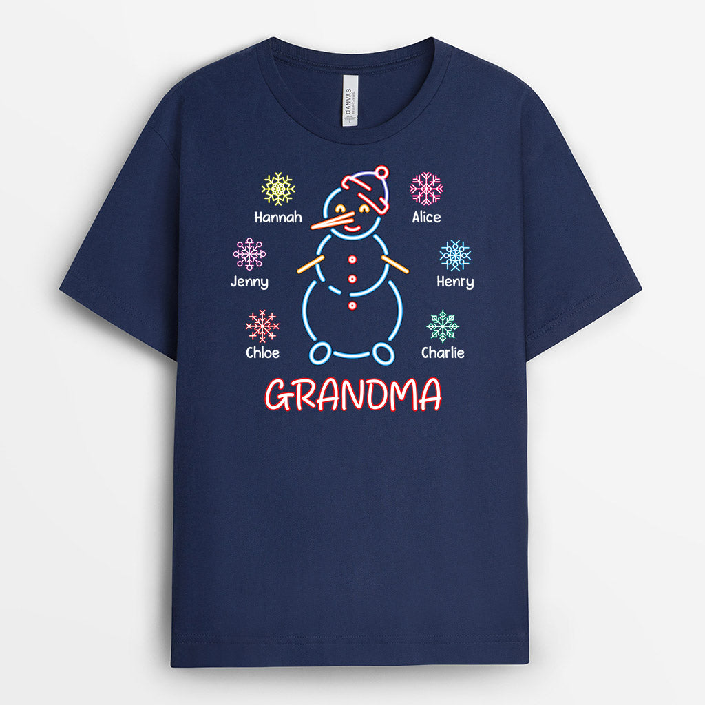 3103AUK2 neon snowman grandad t shirt  personalised presents for grandad