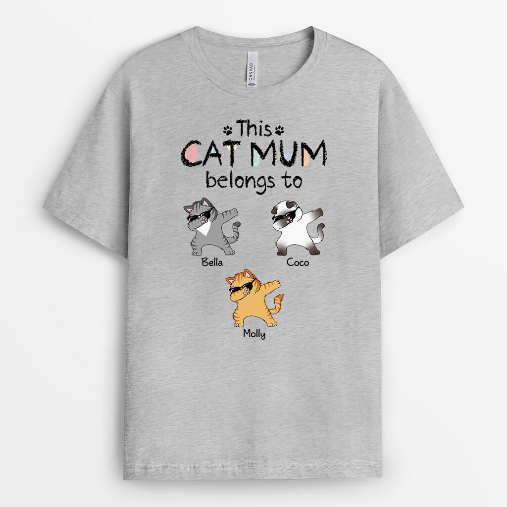 3108AUK2 cool this cat mum belongs to  customised t shirts for cat mum