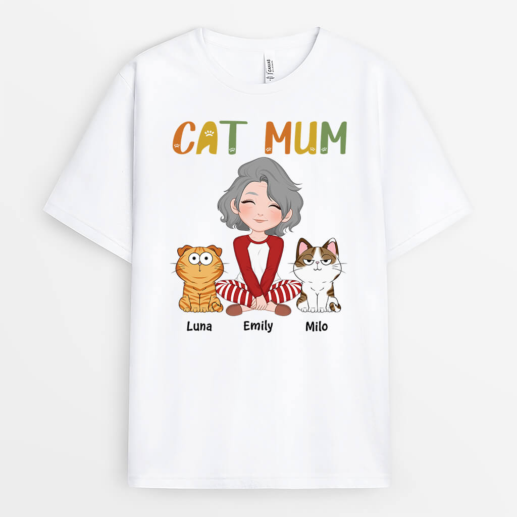 3109AUK1 this cat mum t shirt  personalised gift ideas for cat mum