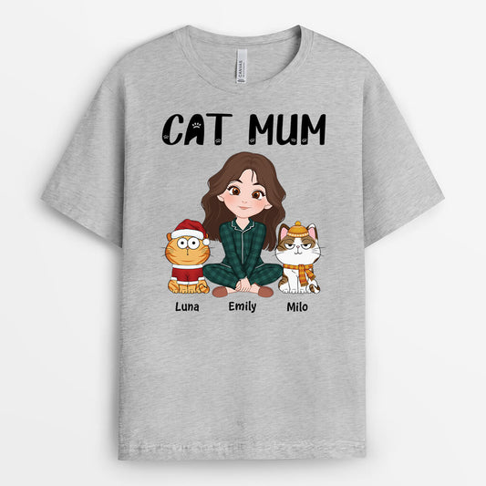 3109AUK2 this cat mum t shirt  personalised gift ideas for cat mum