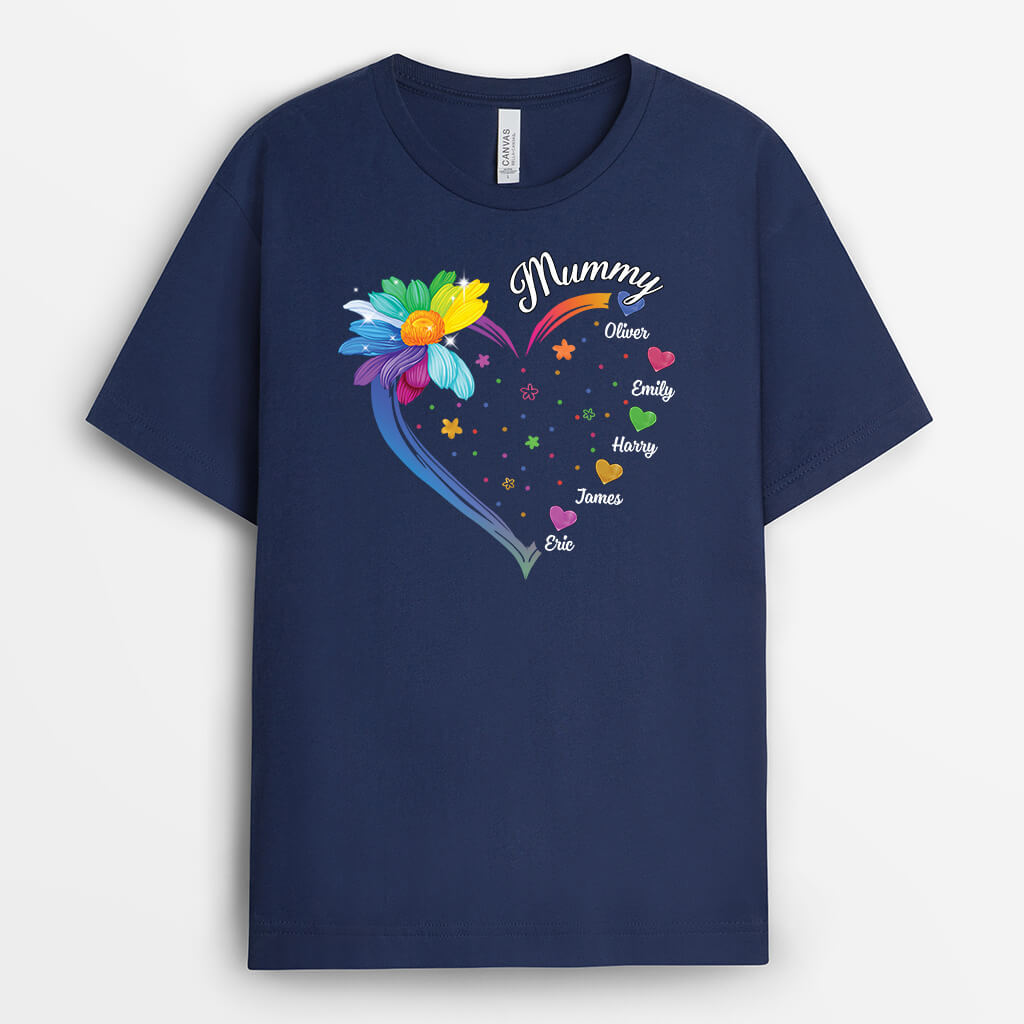 3120AUK1 grandma with coloured heart shape  customised t shirt for grandma