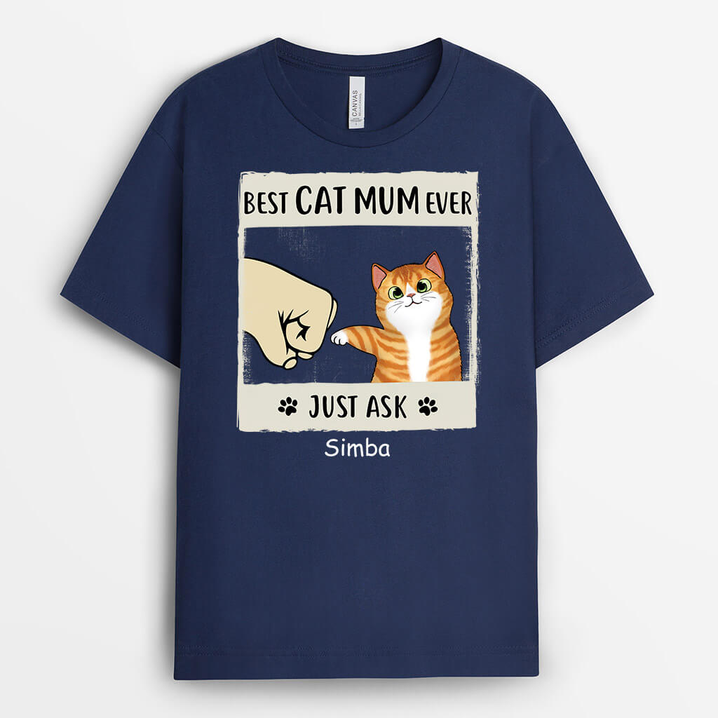 3123AUK2  best cat dad ever just ask  personalised t shirt for cat dad