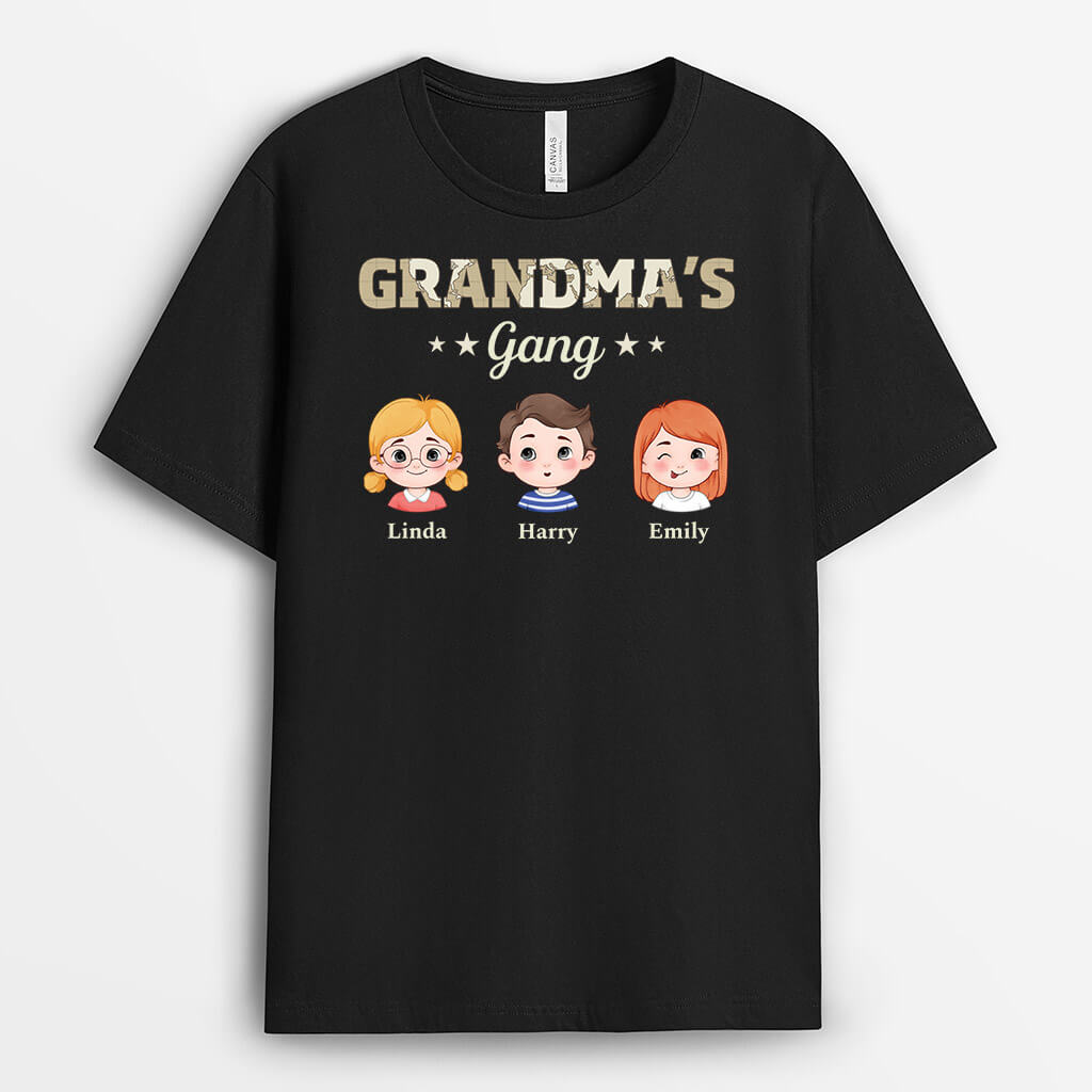 3132AUK1 grandads gang with cute grandkidss face  customised t shirt for grandad