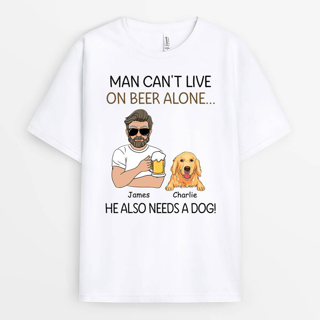 3137AUK2 man cant live on beer alone  personalised gifts for dog dad