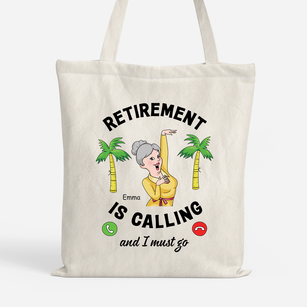 3138BUS1 custom retirement tote bag retirement is calling and i must go 3138B