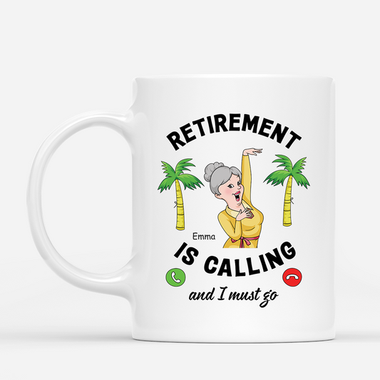 3138MUS1 personalized retirement mugs retirement is calling and i must go 3138M