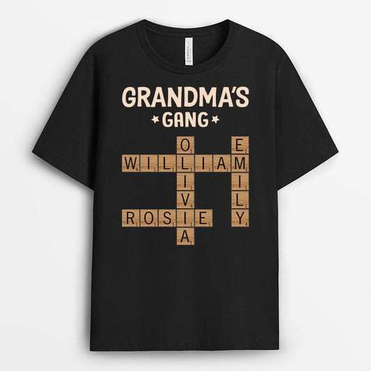 3142AUK1 black puzzle grandma t shirt  personalised gifts for grandma