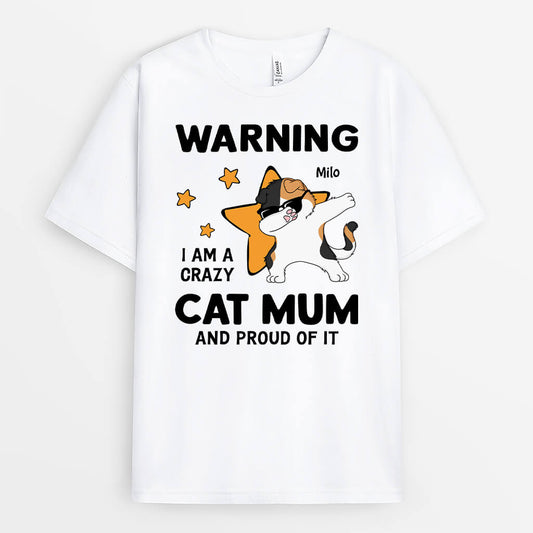 3165AUK1 warning im a crazy cat mum  personalised presents for cat mum