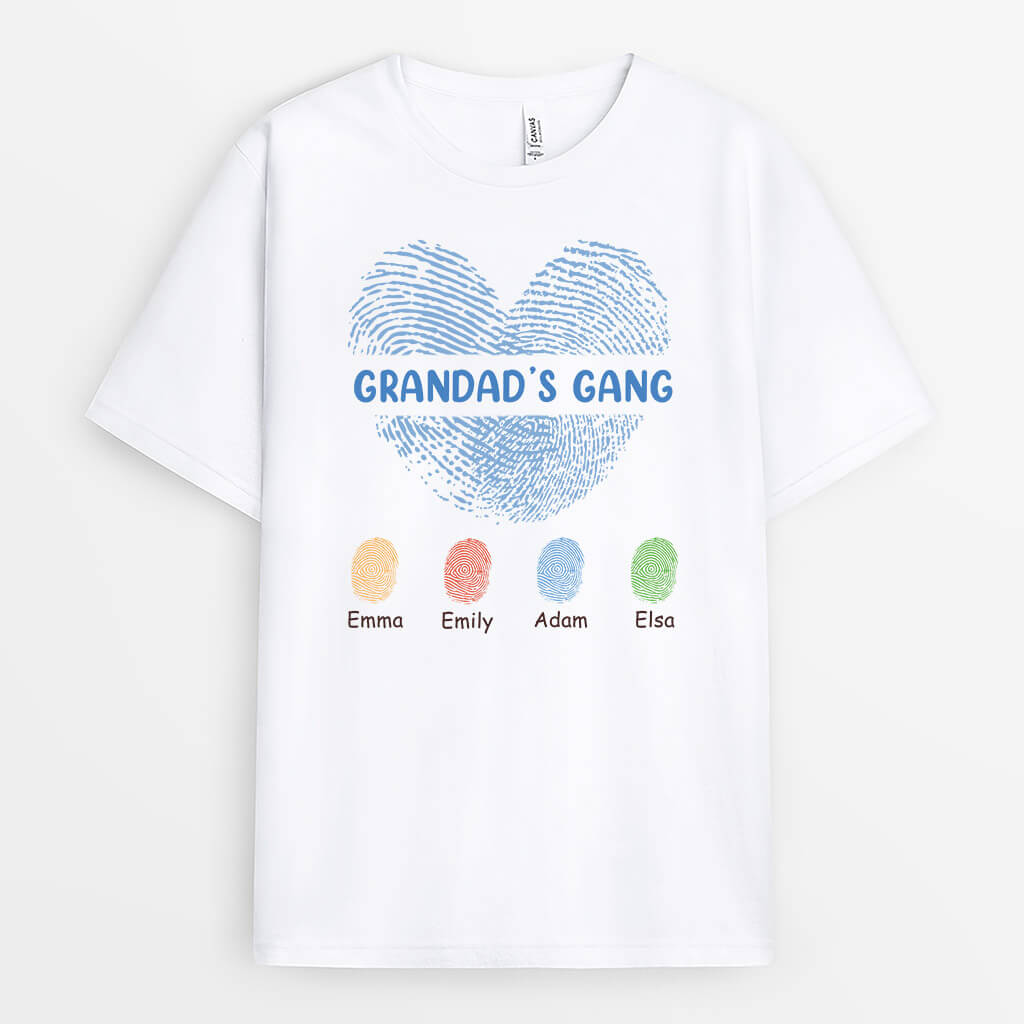 3177AUK1 love finger print grandads gang  personalised t shirts for grandad