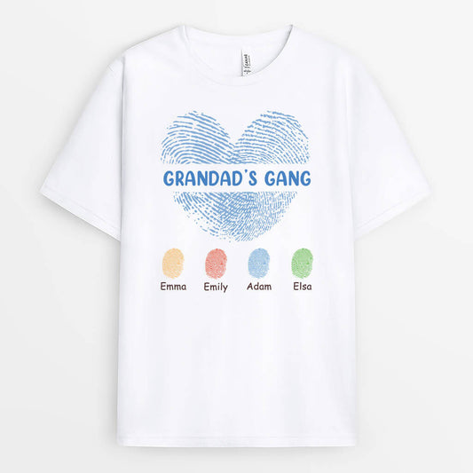 3177AUK1 love finger print grandads gang  personalised t shirts for grandad