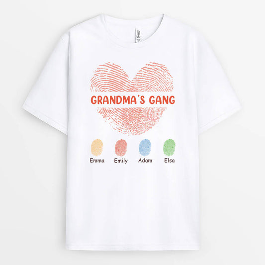 3177AUK1 love finger print grandmas gang  personalised t shirt ideas for grandma