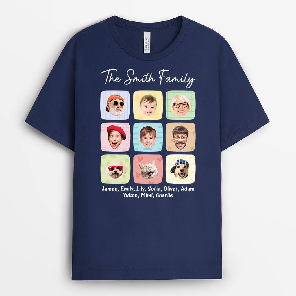 3179AUK2 face photos the smith family  personalised designed t shirts for grandparents