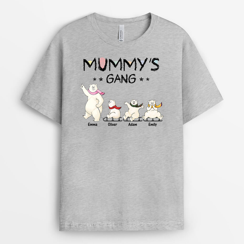 3181AUK2 white dancing bear grandmas gang t shirt  personalised presents for grandma