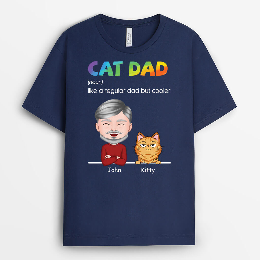 3187AUK2 cat dad dictionary t shirt  customised gifts for him