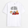 3195AUK1 we rule the house woman sleeping with cat  personalised t shirt for cat lovers