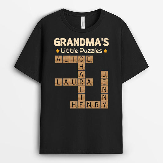 3199AUK1 grandmas little puzzles t shirt  personalised presents for grandma