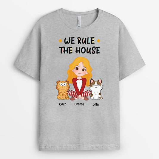 3206AUK1 we rule the house cat version t shirt  personalised gifts for cat lovers