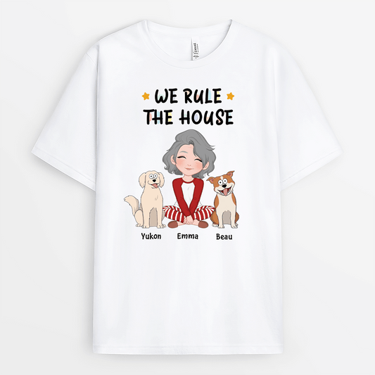 3206AUK1 we rule the house dog version t shirt  personalised gifts for dog lovers