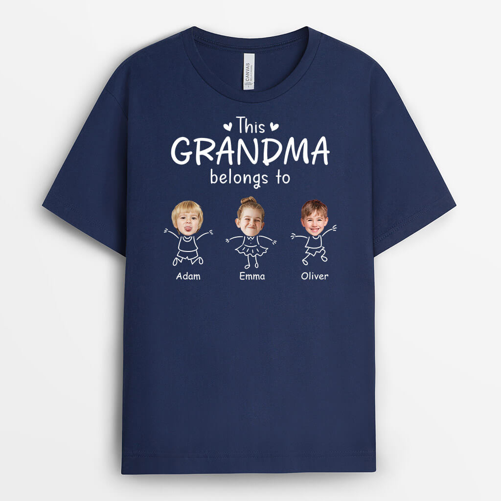 3209AUK2 photo face kids this grandma belongs to t shirt  personalised presents for grandma_ uk