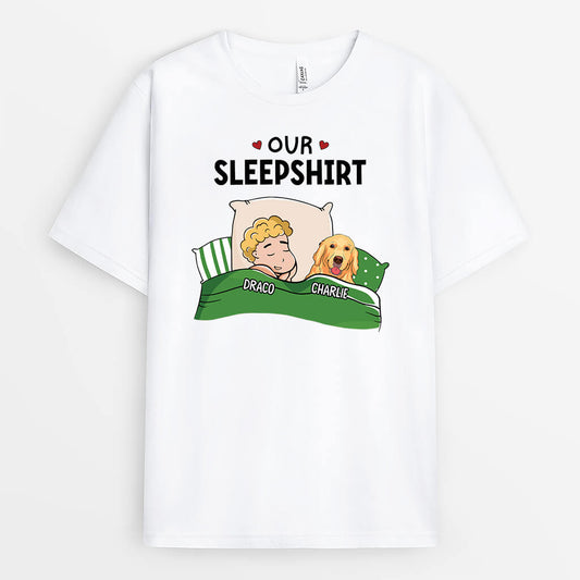 3211AUK2 our sleepshirt woman and dog t shirt  personalised gifts for dog lovers uk