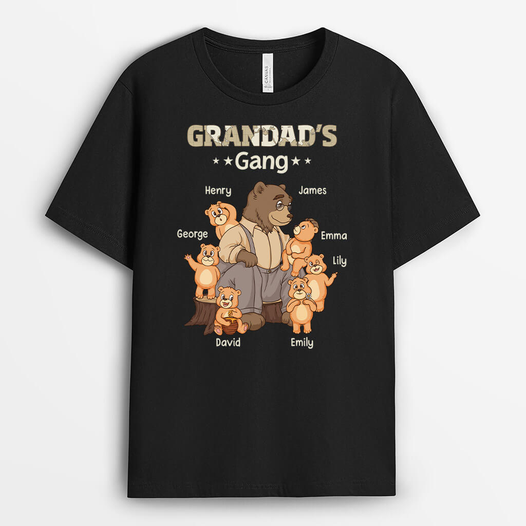 3214AUK1 grandads gang bear t shirt  custom presents for grandads