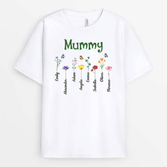 3219AUK2 grandmas flowers garden  personalised t shirt for grandma