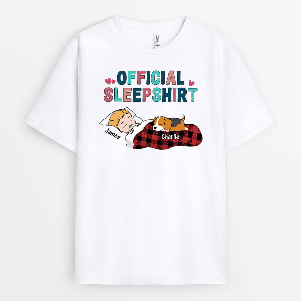 3220AUK2 official sleepshirt woman sleeping with dogs t shirt  custom gifts for dog lovers uk