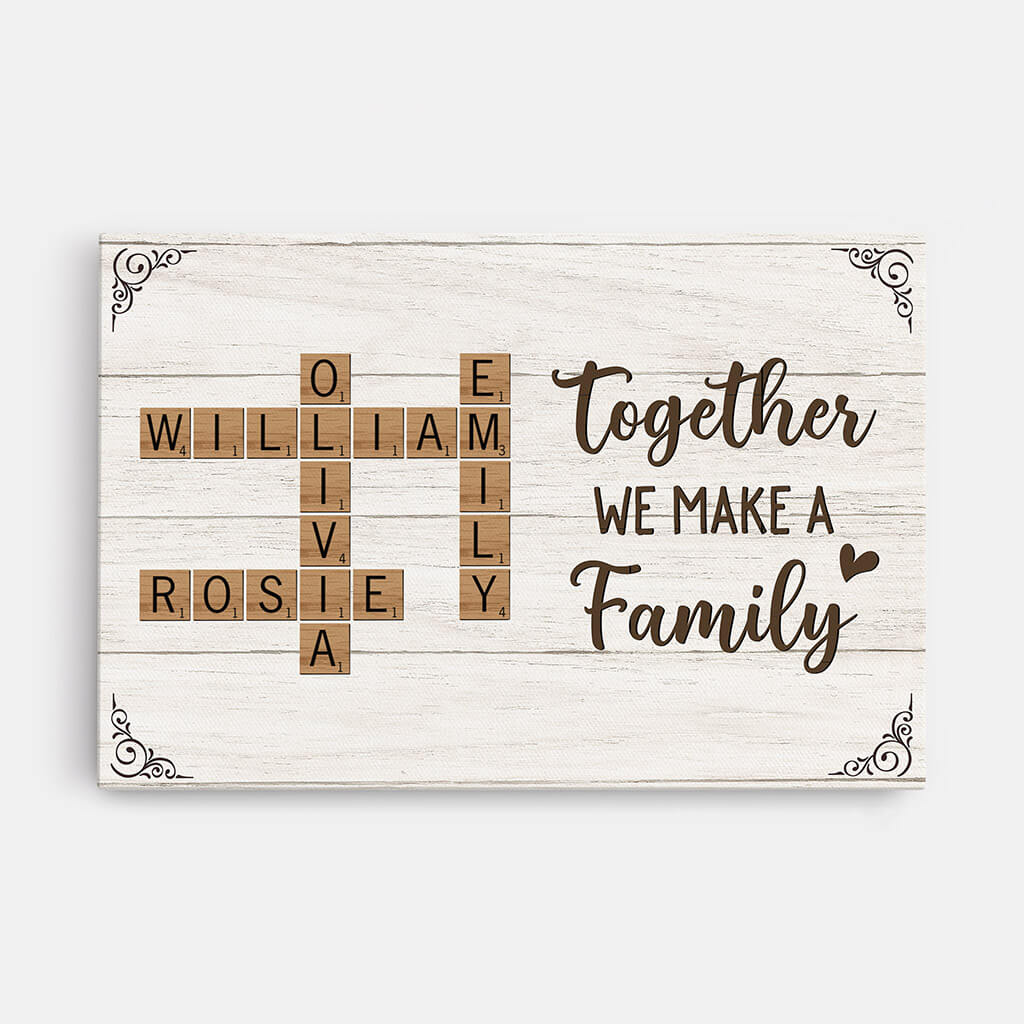 3221CUK1 together we make a family puzzle  customised canvas for parents grandparents