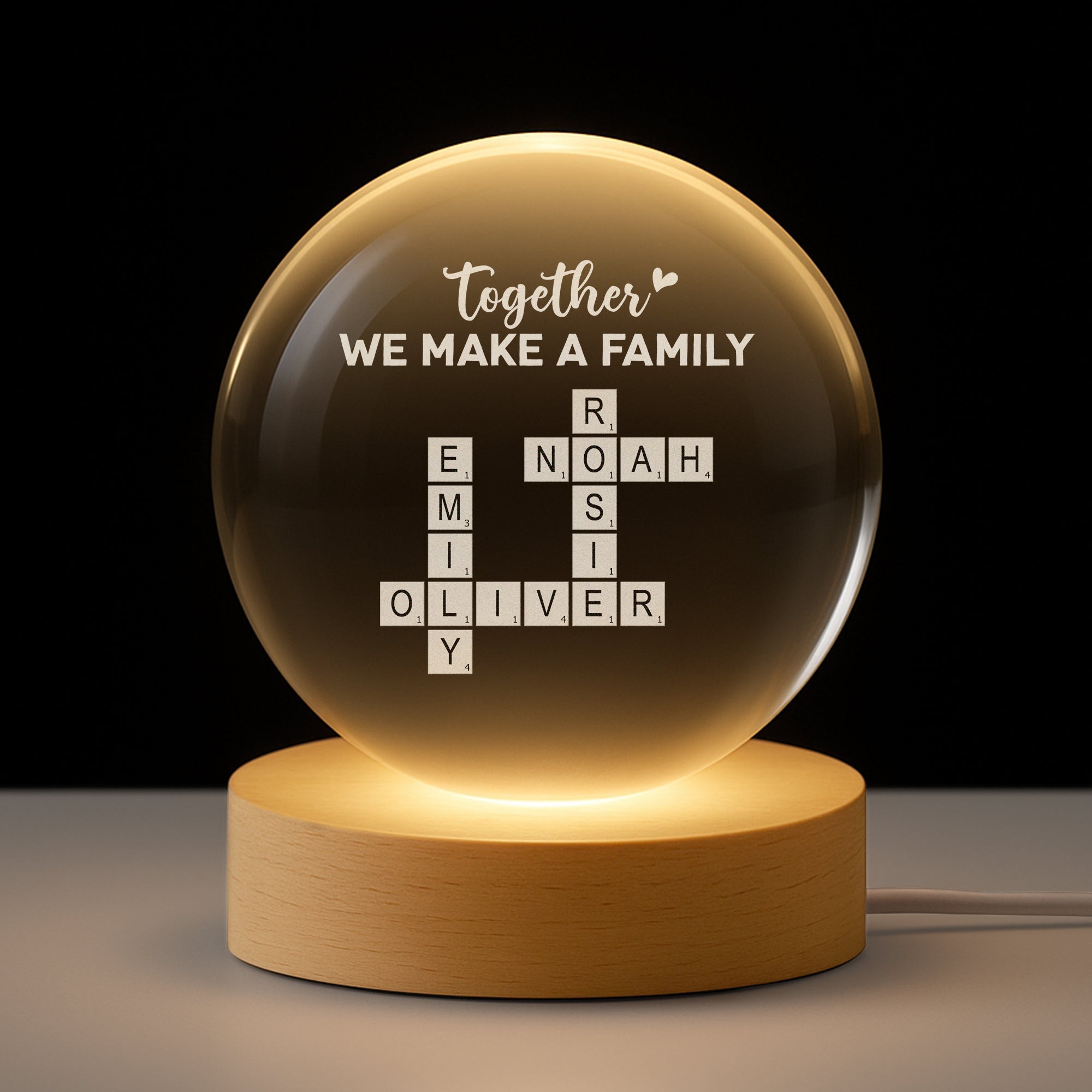 3221LUS1 crossword puzzle art crystal ball lamp personalized family gifts 3221l6f5i